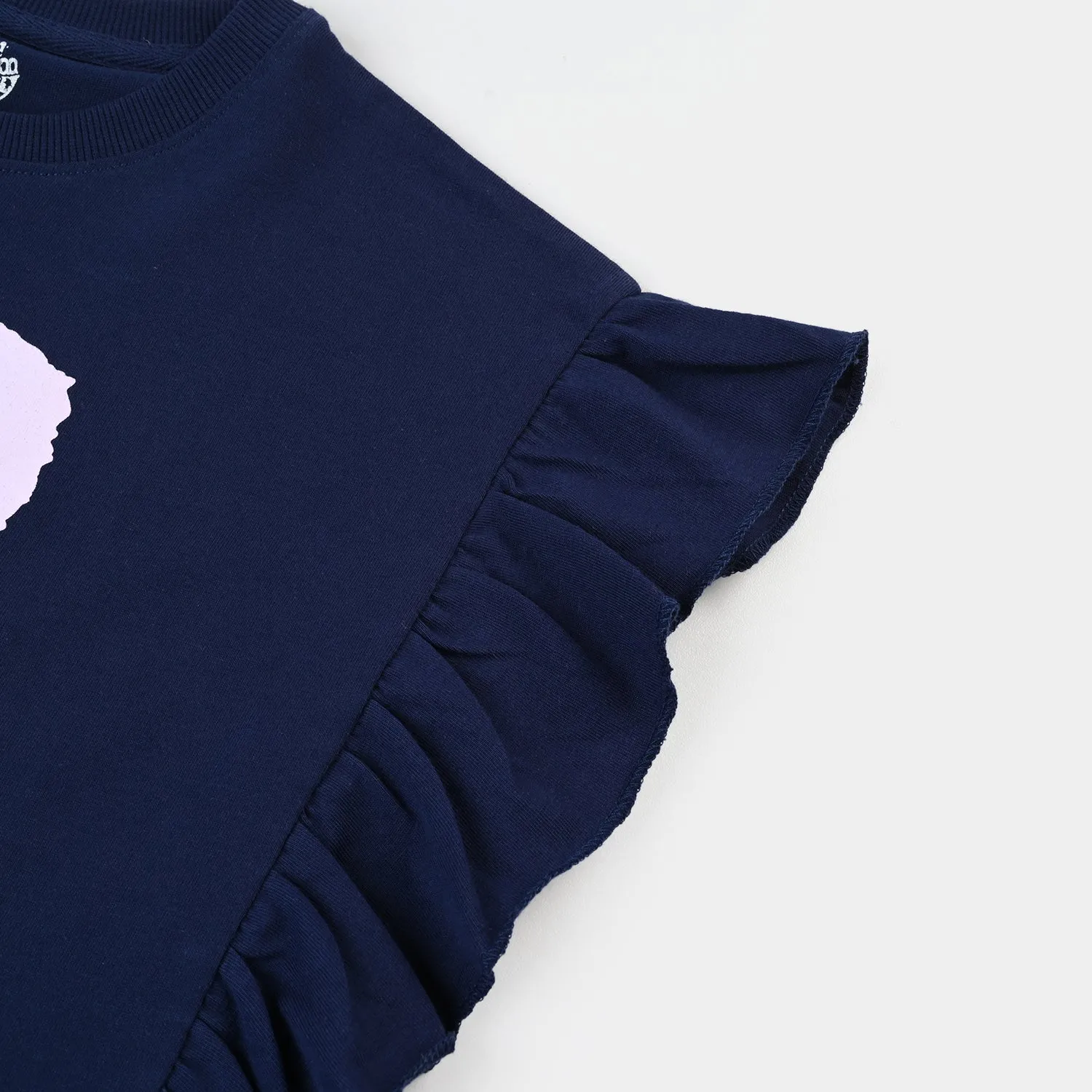 Girls Cotton Jersey T-Shirt H/S Happy Thoughts-Navy Blue