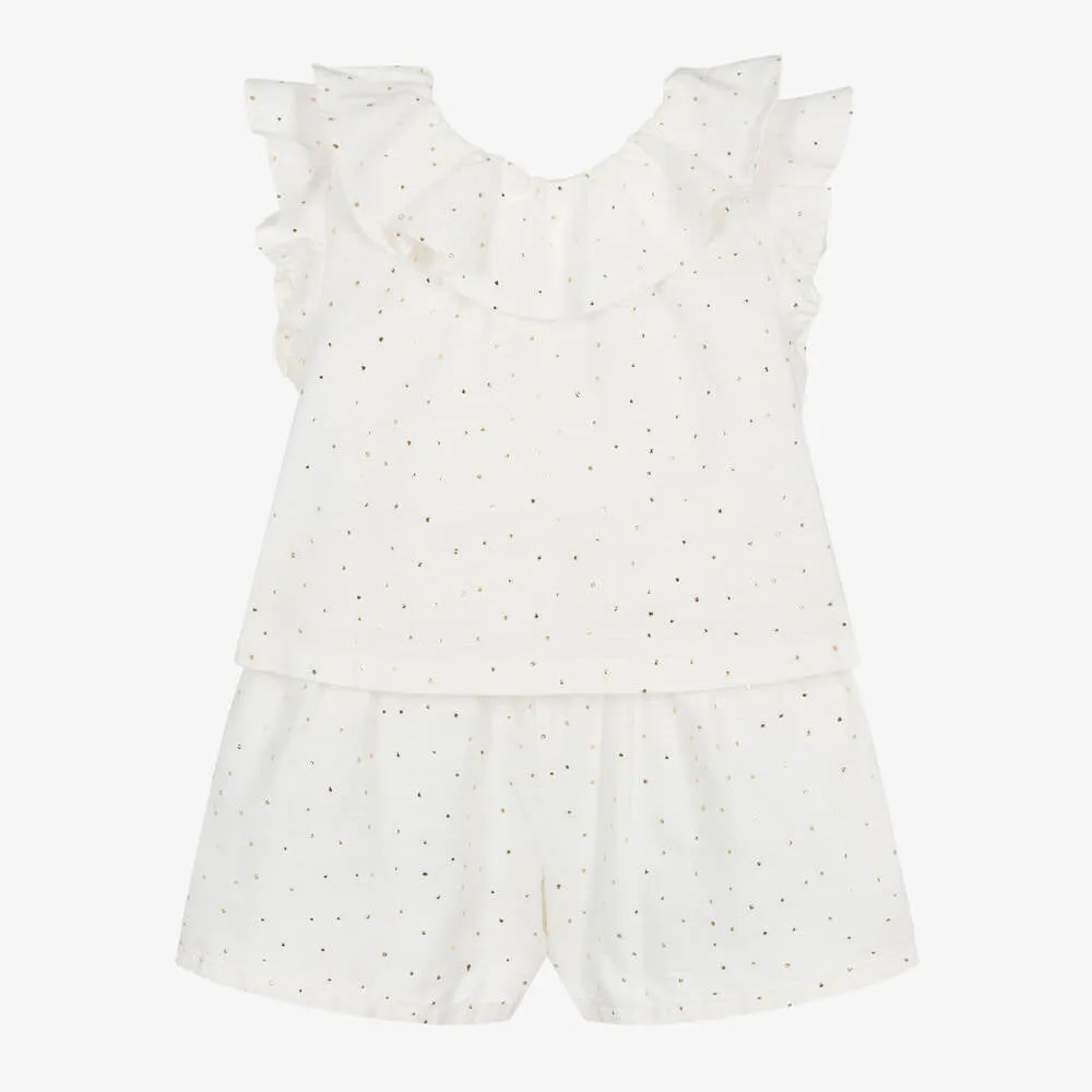 Girls Ivory Cotton Shorts Ser