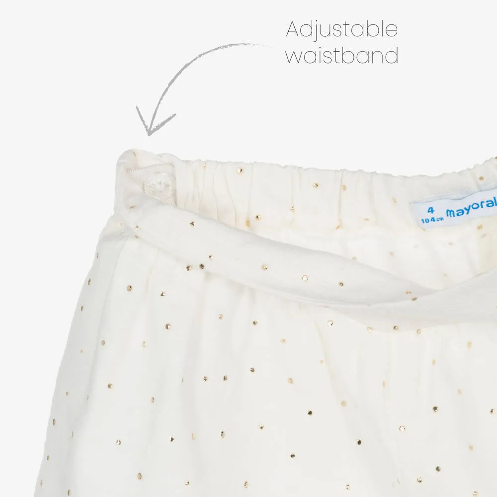 Girls Ivory Cotton Shorts Ser