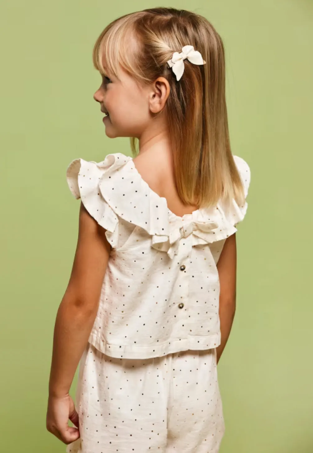 Girls Ivory Cotton Shorts Ser