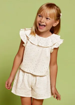 Girls Ivory Cotton Shorts Ser