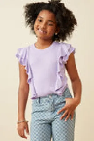 Girls Layered Ruffle Rib Knit Top