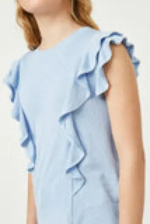 Girls Layered Ruffle Rib Knit Top