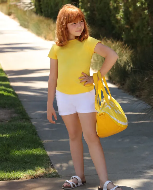 Girls Soft Cotton UPF 50  Jersey Pocket Shorts | Candy Apple