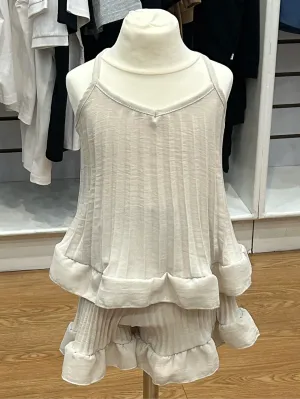 Girls Stone Two Piece Pleated Shorts Set