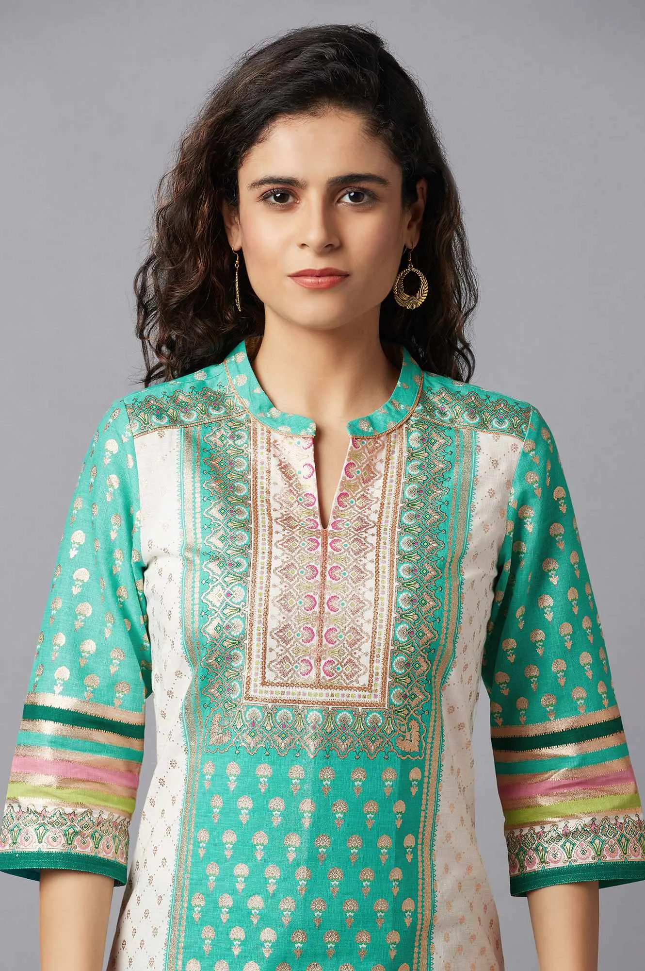 Green Ethnic kurta with Culottes