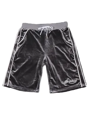 Grey Lined Velvet Shorts