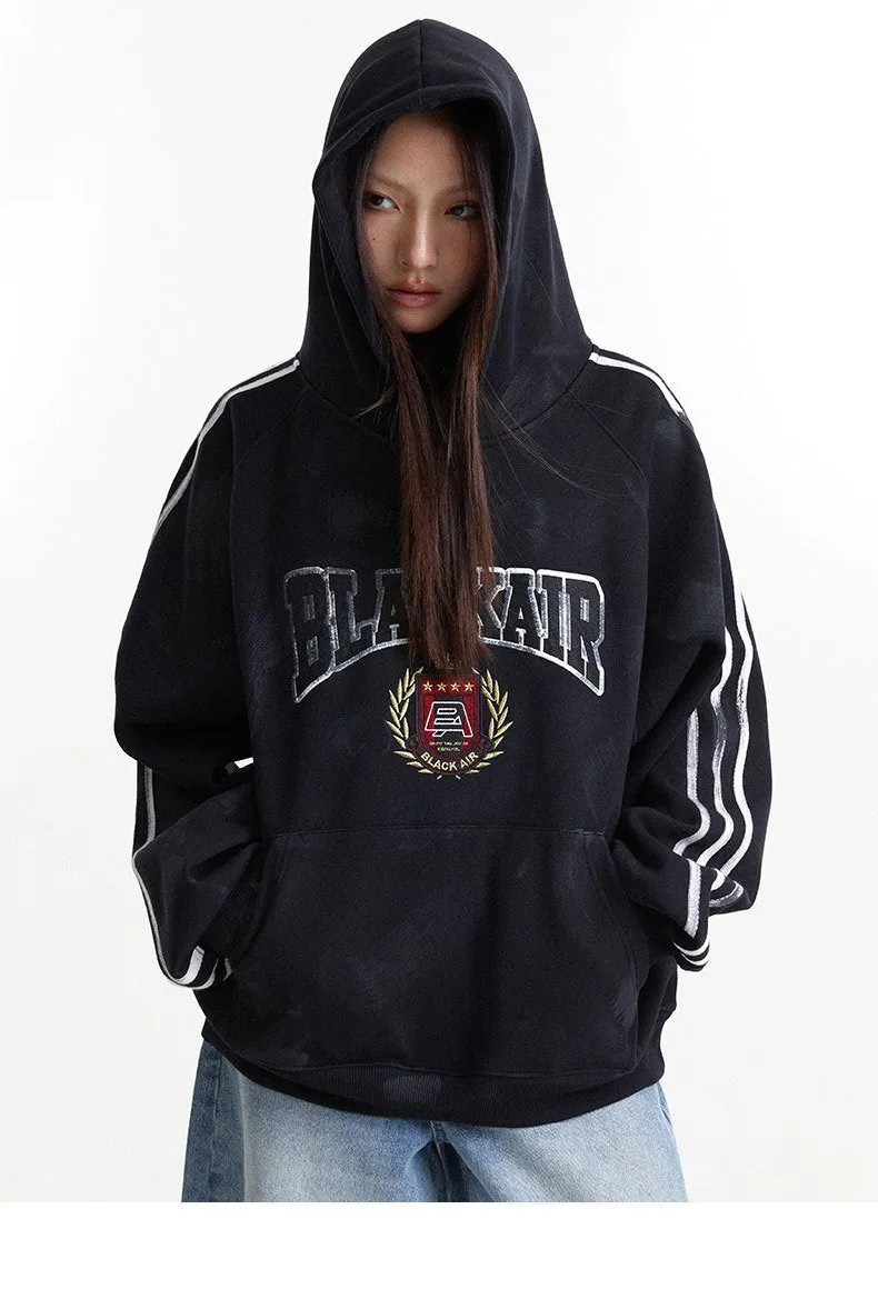 Hand-painted Washed Old Waste Soil Wind 360g Heavy Retro Street Loose Hooded Vests For Men And Women