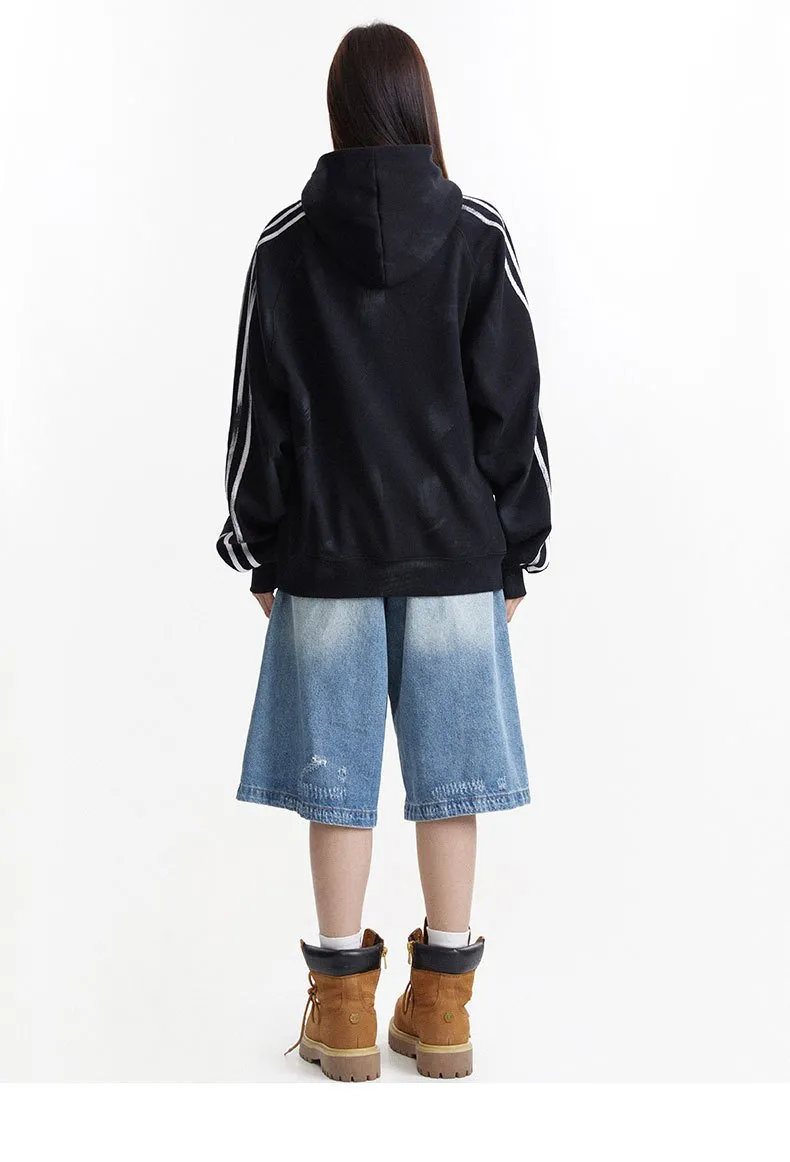 Hand-painted Washed Old Waste Soil Wind 360g Heavy Retro Street Loose Hooded Vests For Men And Women