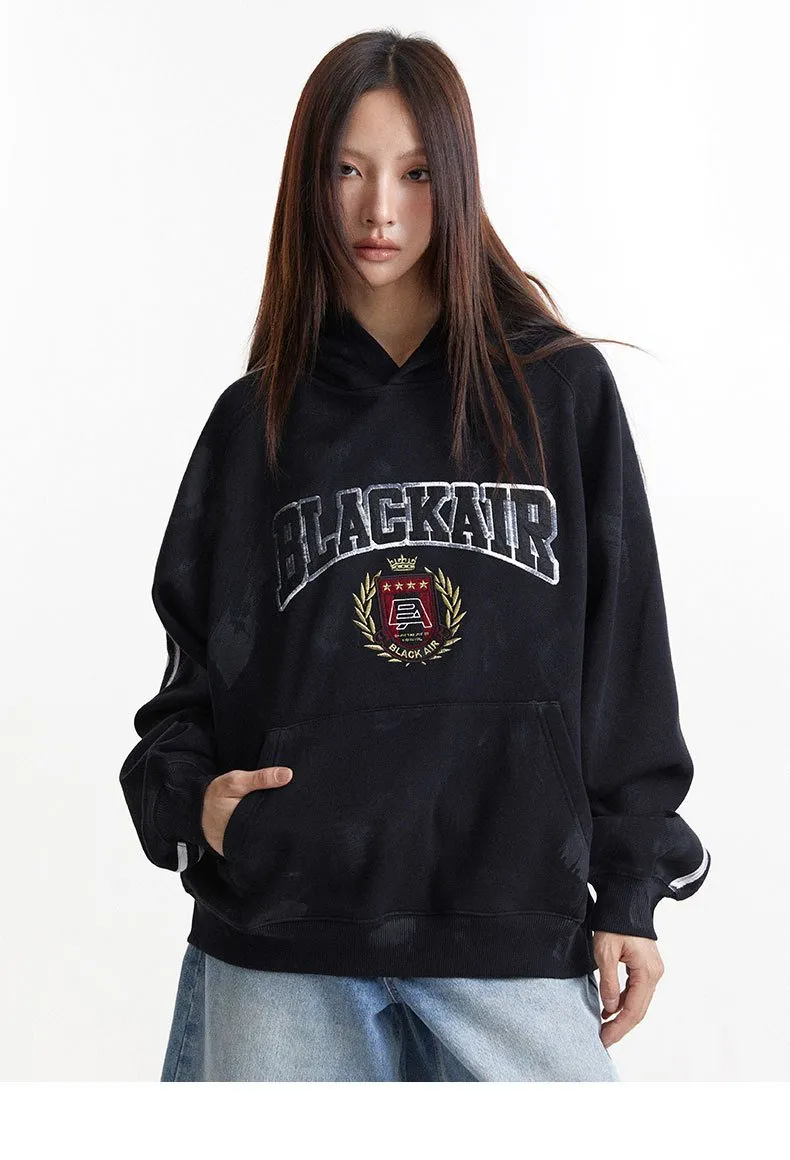 Hand-painted Washed Old Waste Soil Wind 360g Heavy Retro Street Loose Hooded Vests For Men And Women