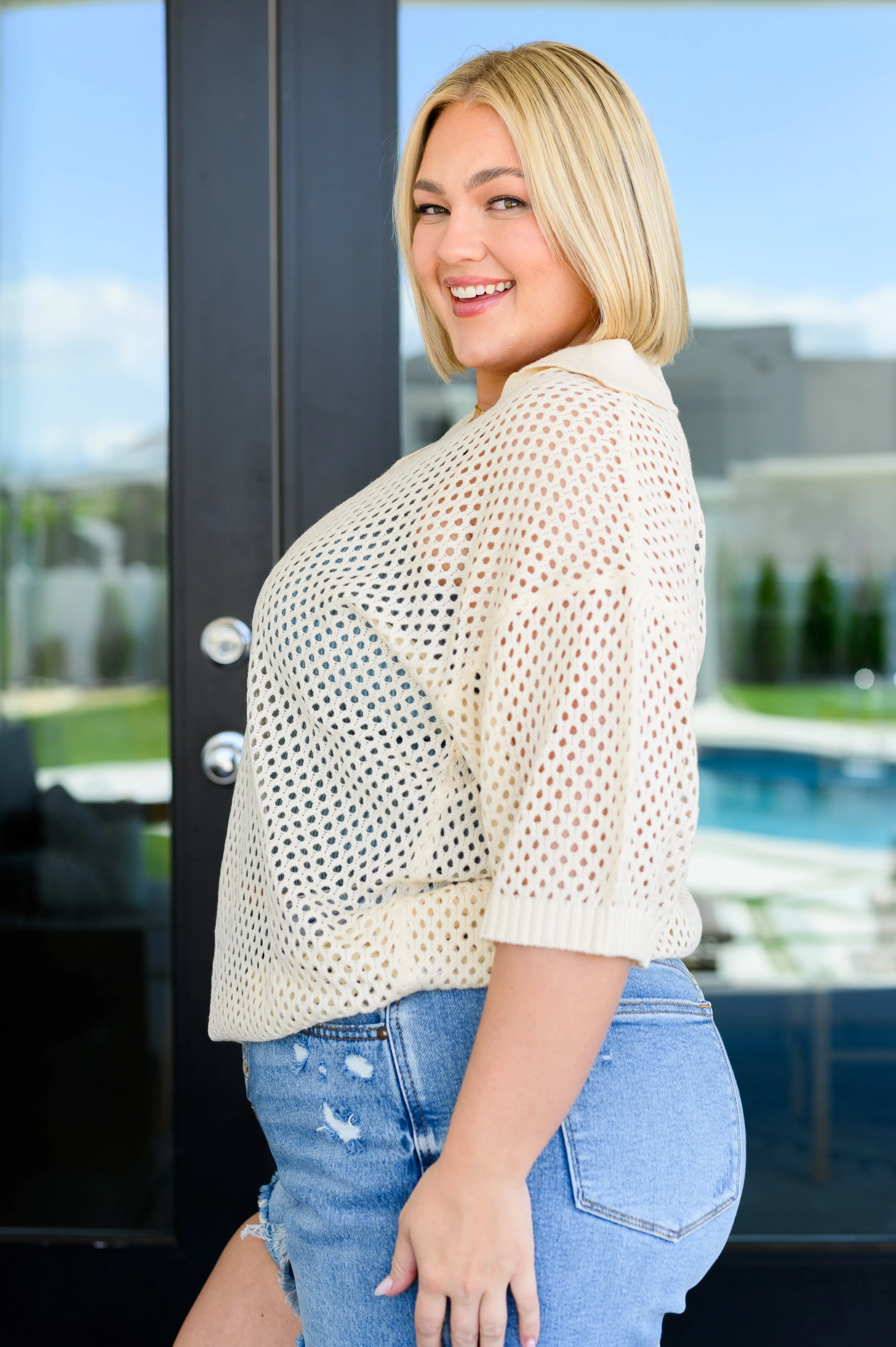 Hazel Blues® |  Under The Boardwalk Fishnet Collared Top