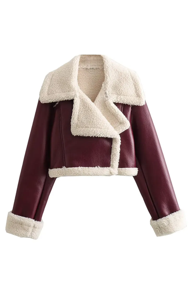 HCR1176 Cozy Cropped Shearling Jacket Outerwear