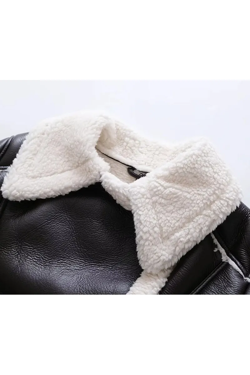 HCR1176 Cozy Cropped Shearling Jacket Outerwear