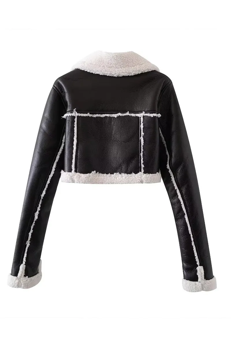 HCR1176 Cozy Cropped Shearling Jacket Outerwear