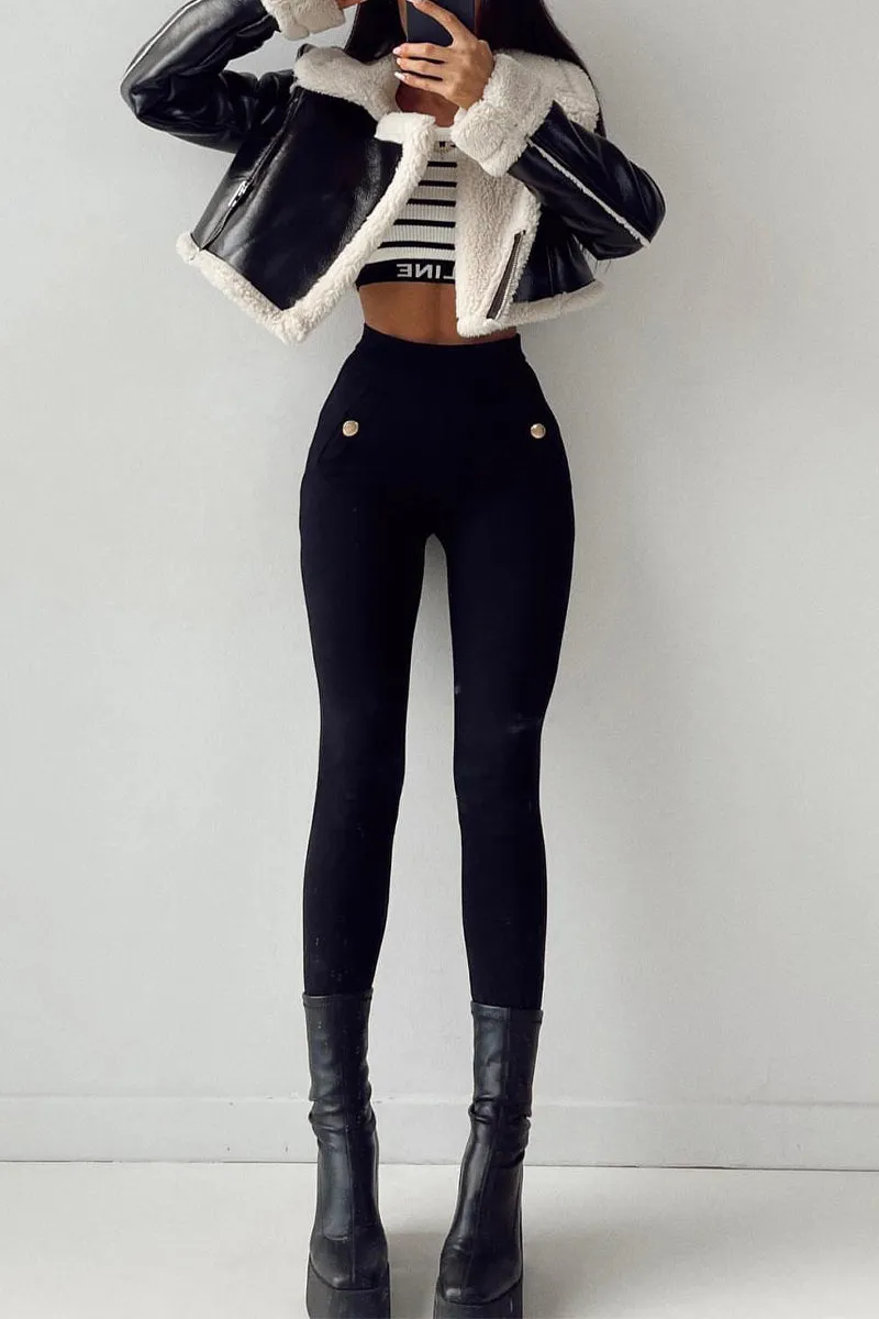 HCR1176 Cozy Cropped Shearling Jacket Outerwear
