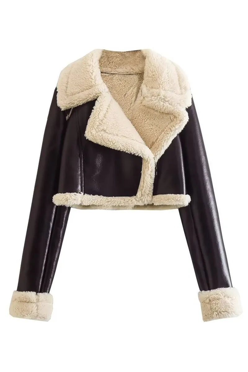 HCR1176 Cozy Cropped Shearling Jacket Outerwear