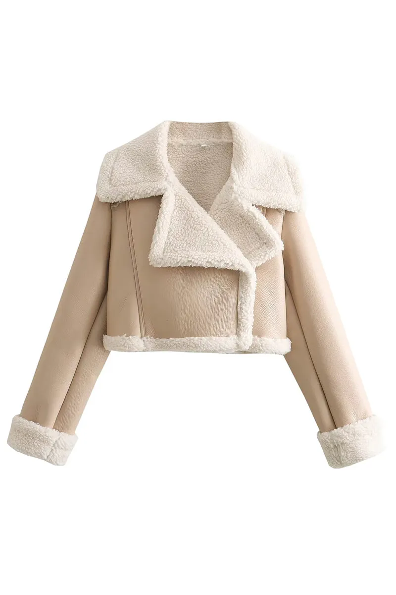 HCR1176 Cozy Cropped Shearling Jacket Outerwear