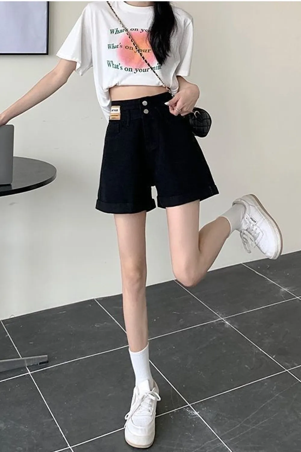High Waist Retro Simple Denim Shorts Jeans