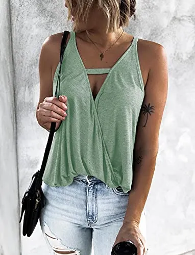 Hilltichu Choker Wrap Tank Top, Mint