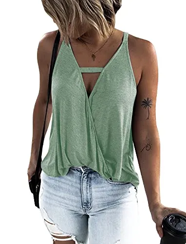 Hilltichu Choker Wrap Tank Top, Mint