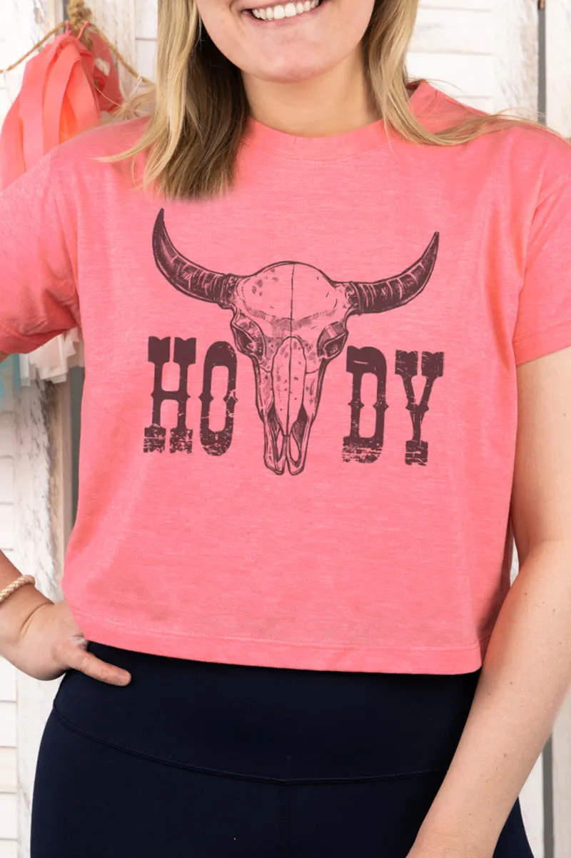 Howdy Steer Women's Soft-Tek Blend Crop T-Shirt
