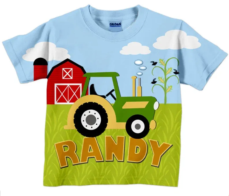 HPSP Shirt, Custom Birthday Shirt, Boys Cute Tracter, Race Car, Train T-Shirt, Personalized Birthday Number, Steam Engine Shirt, Top