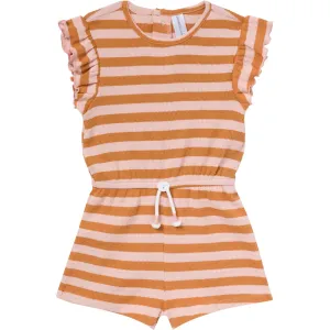 Infant & Toddler Girls Rose Stripe Flutter Sleeve Romper