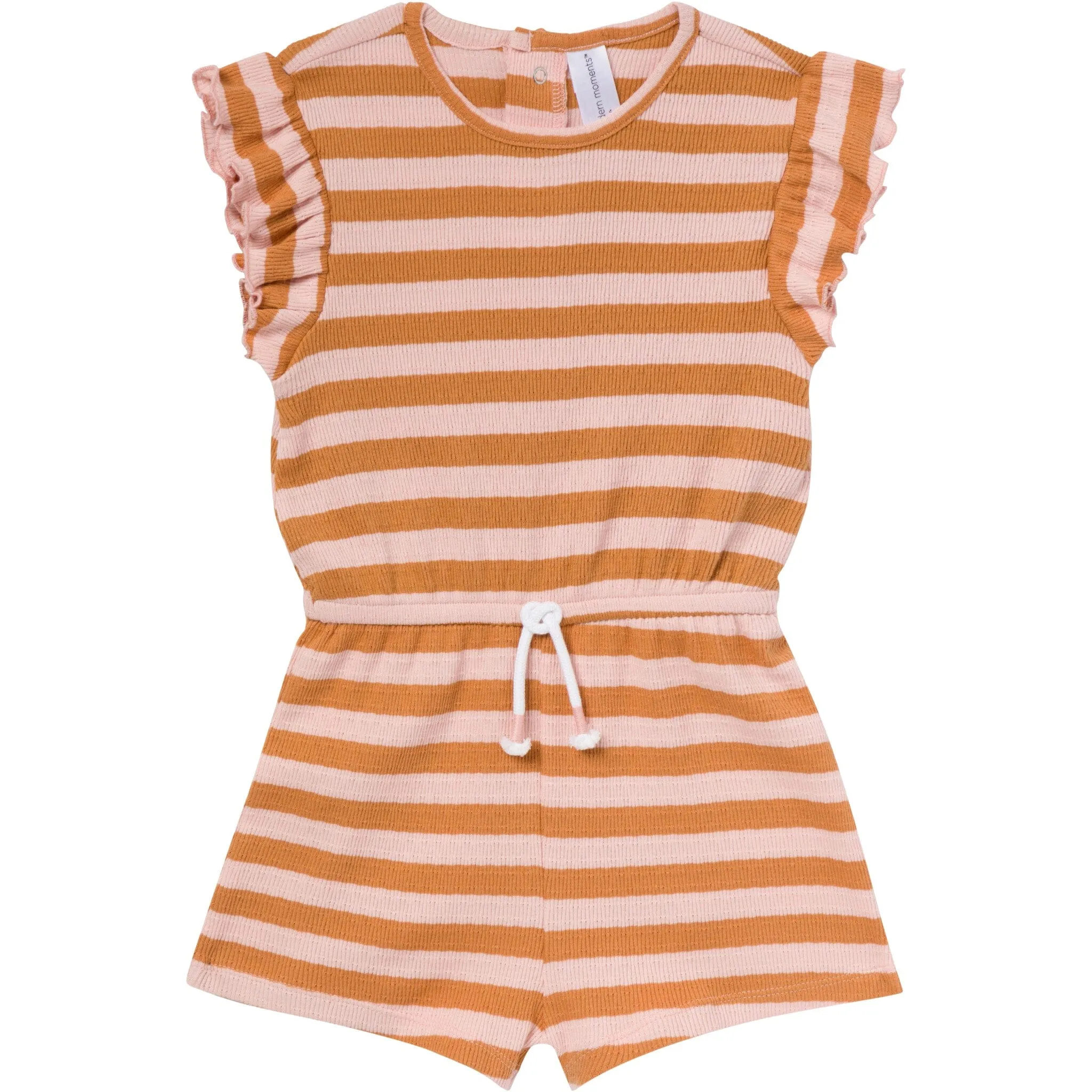 Infant & Toddler Girls Rose Stripe Flutter Sleeve Romper