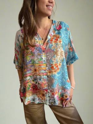 Johnny Was The Audrey Short Sleeve Shirt - Mixed Waves AUC18625-3 - Pre-Order April Delivery
