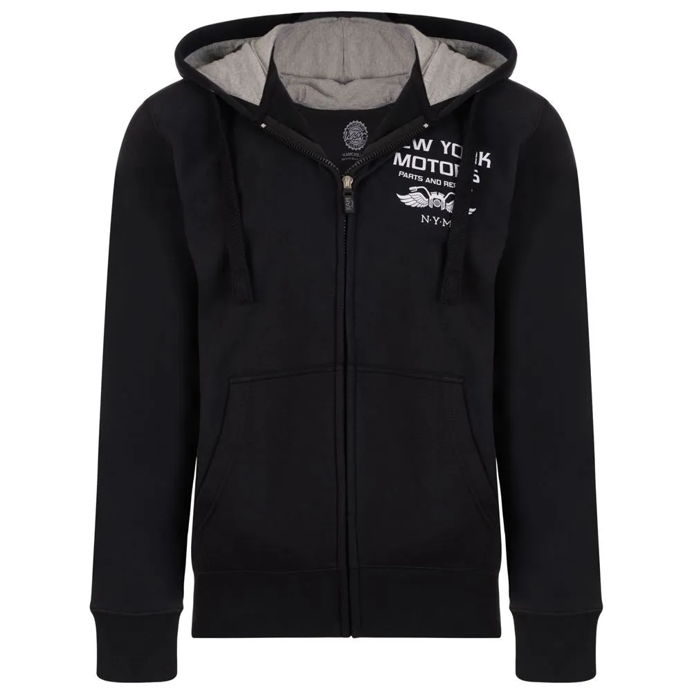 KAM Cotton Rich New York Motors Hooded Top in Black