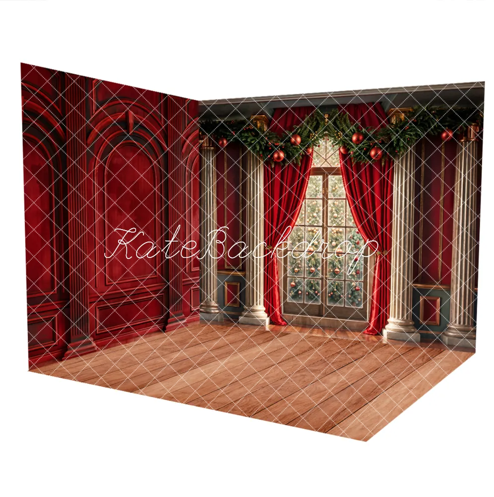 Kate Christmas Arched Window Red Retro Wall Room Set