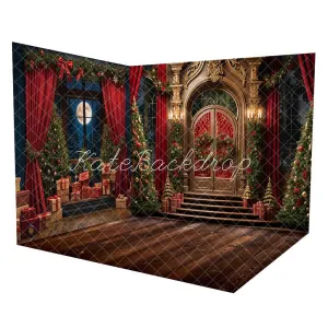 Kate Christmas Night Red Curtain Framed Window Room Set