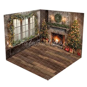 Kate Christmas Window Dark Grey Broken Brick Wall Room Set