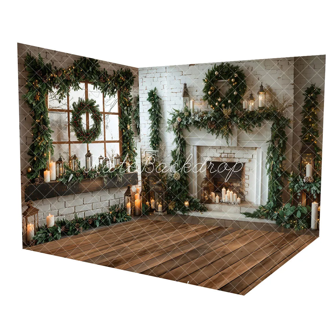 Kate Christmas Window White Brick Wall Room Set