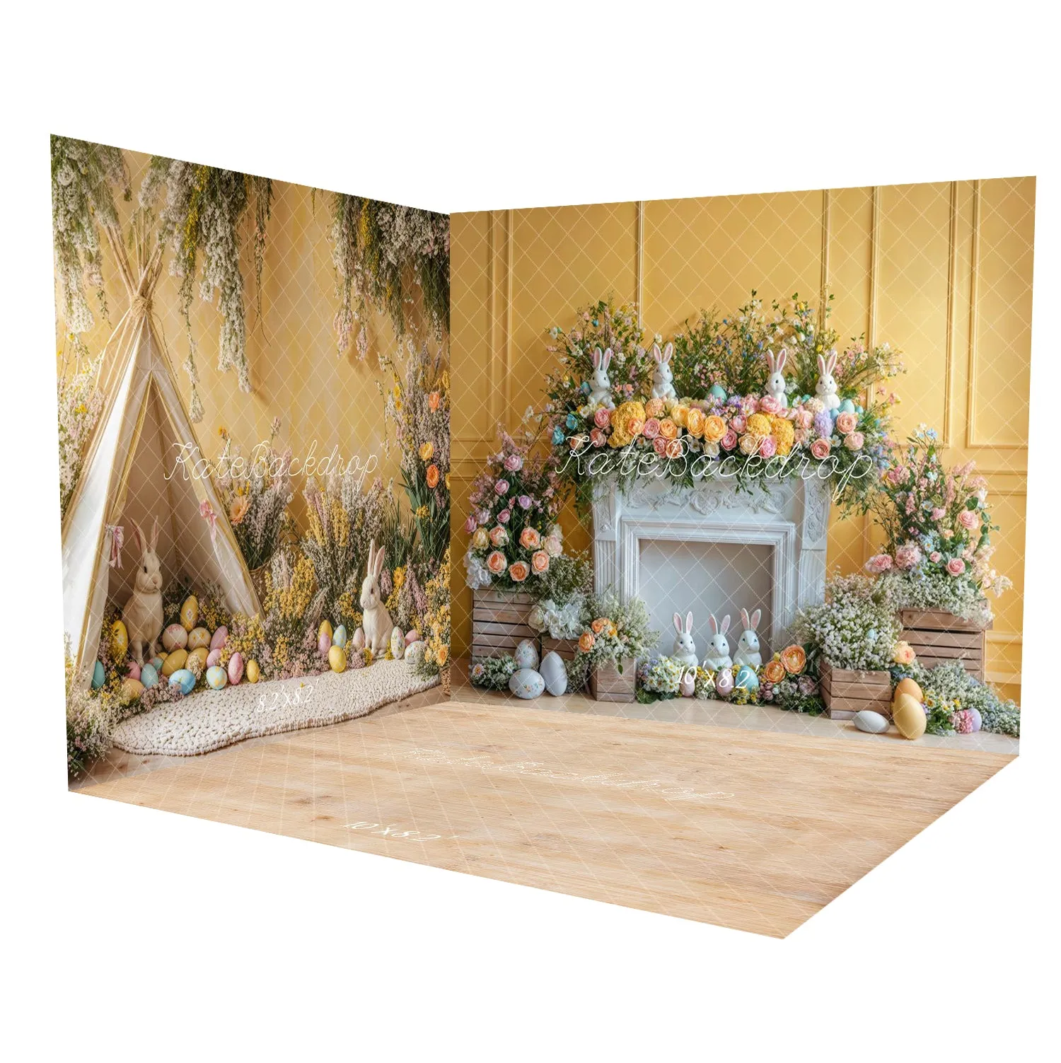 Kate Easter Bunny Tent Eggs Fireplace Yellow Room Set