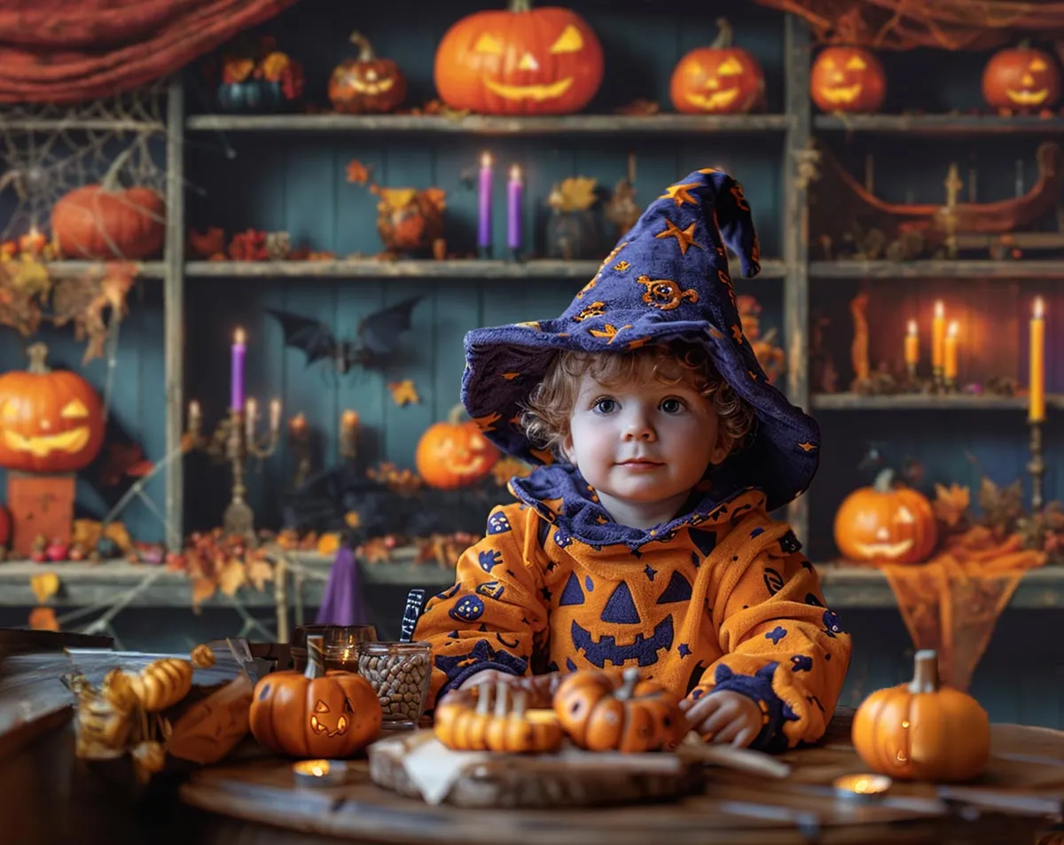 Kate Halloween Green Shabby Wooden Pumpkin Store Room Set