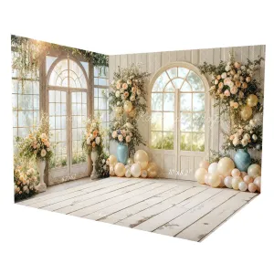 Kate Wedding Floral Arched Window Balloons Room Set