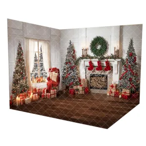 Kate Winter Christmas White Curtain Retro Wall Room Set