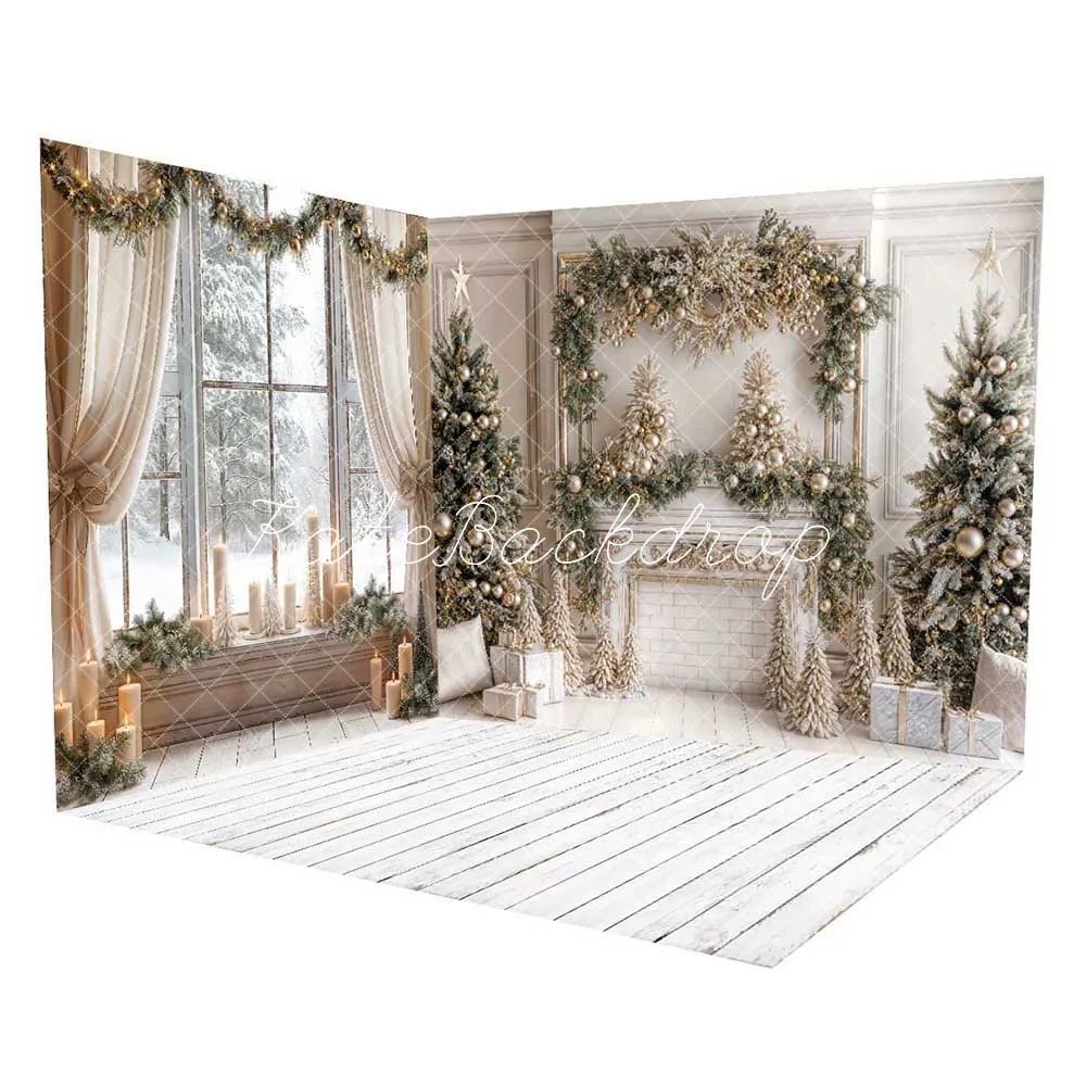 Kate Winter Christmas White Curtain Window Room Set