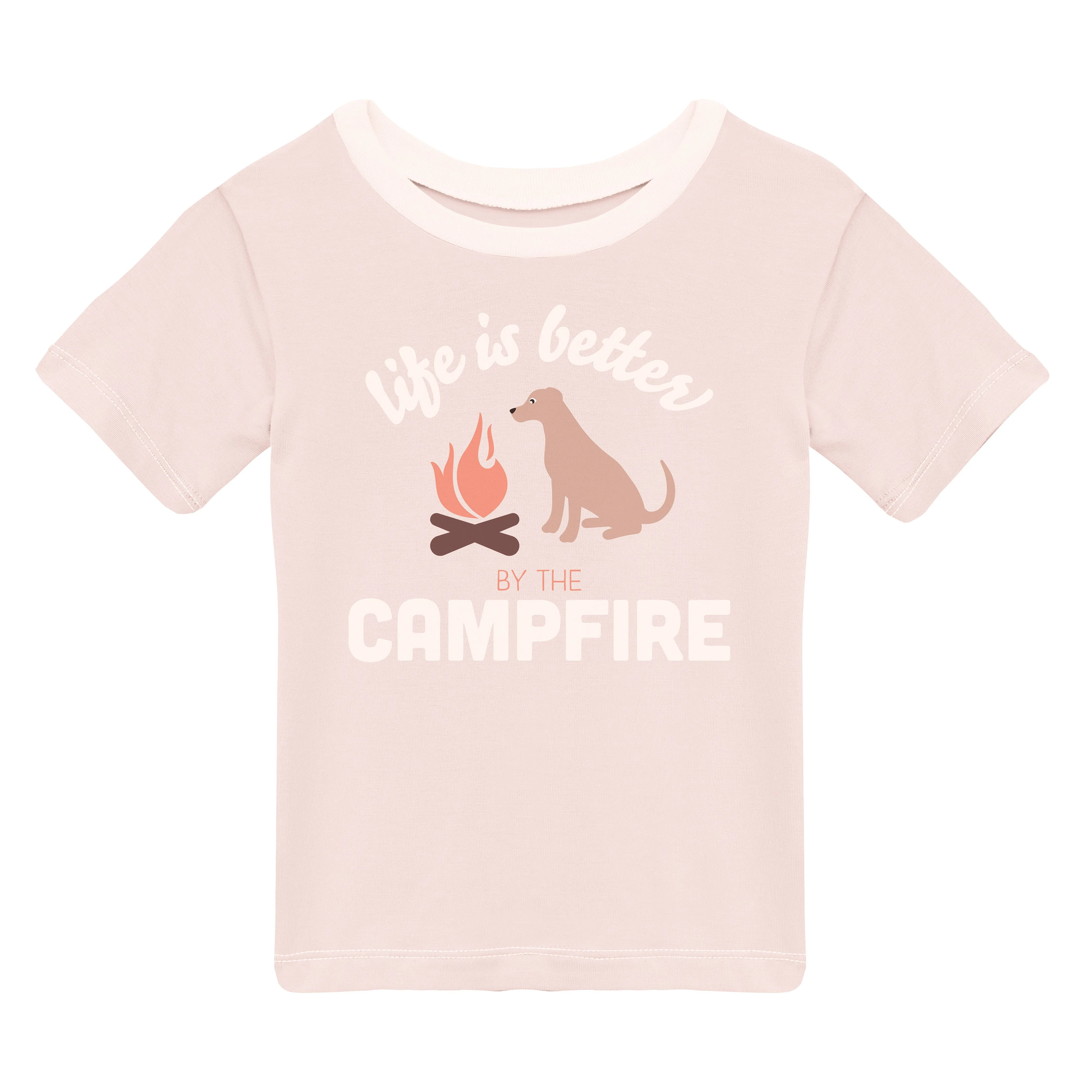 KicKee - Short Sleeve Crew Neck Tee - Life is Better by the Campfire, Latte