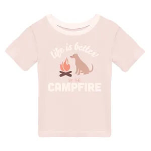 KicKee - Short Sleeve Crew Neck Tee - Life is Better by the Campfire, Latte