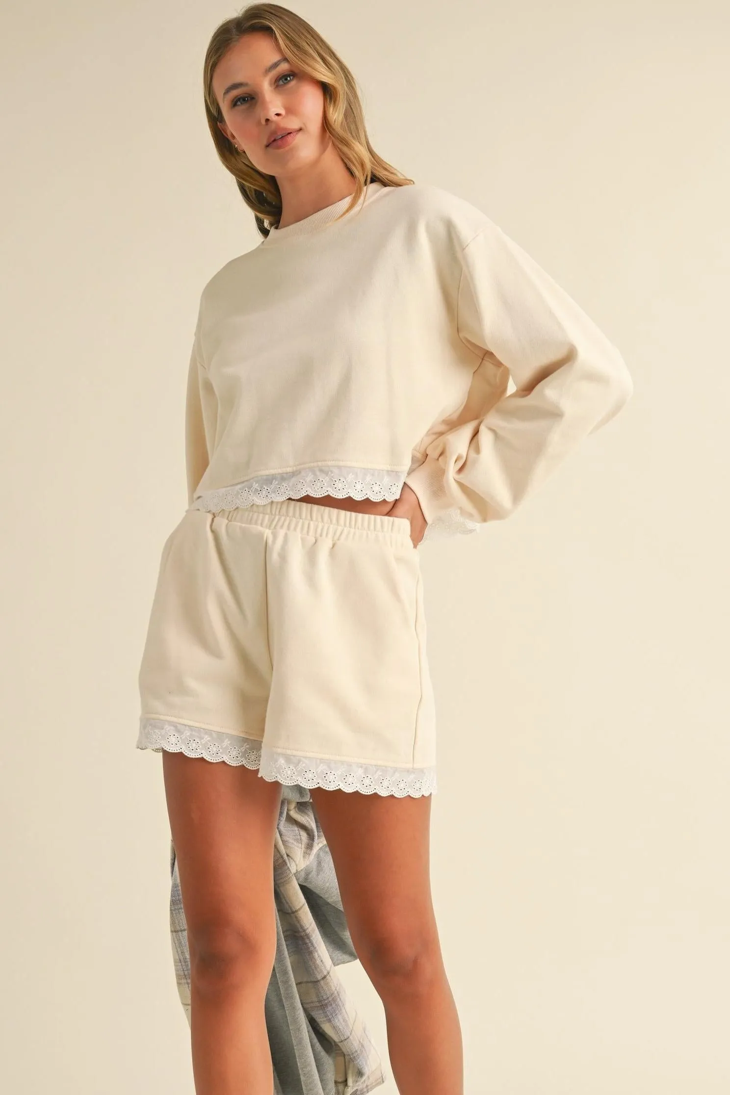Lace Trim Lounge Set: Relaxed Comfort