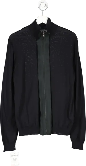 Lanvin Blue Reverse Stitched Zip Up Wool Top UK L