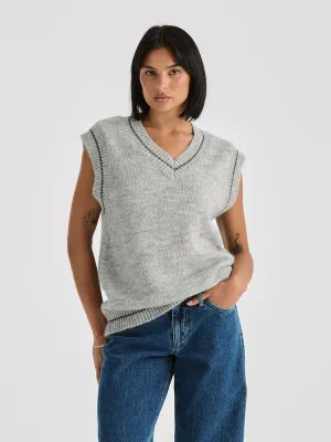 Lara Knit Vest - Grey Marle