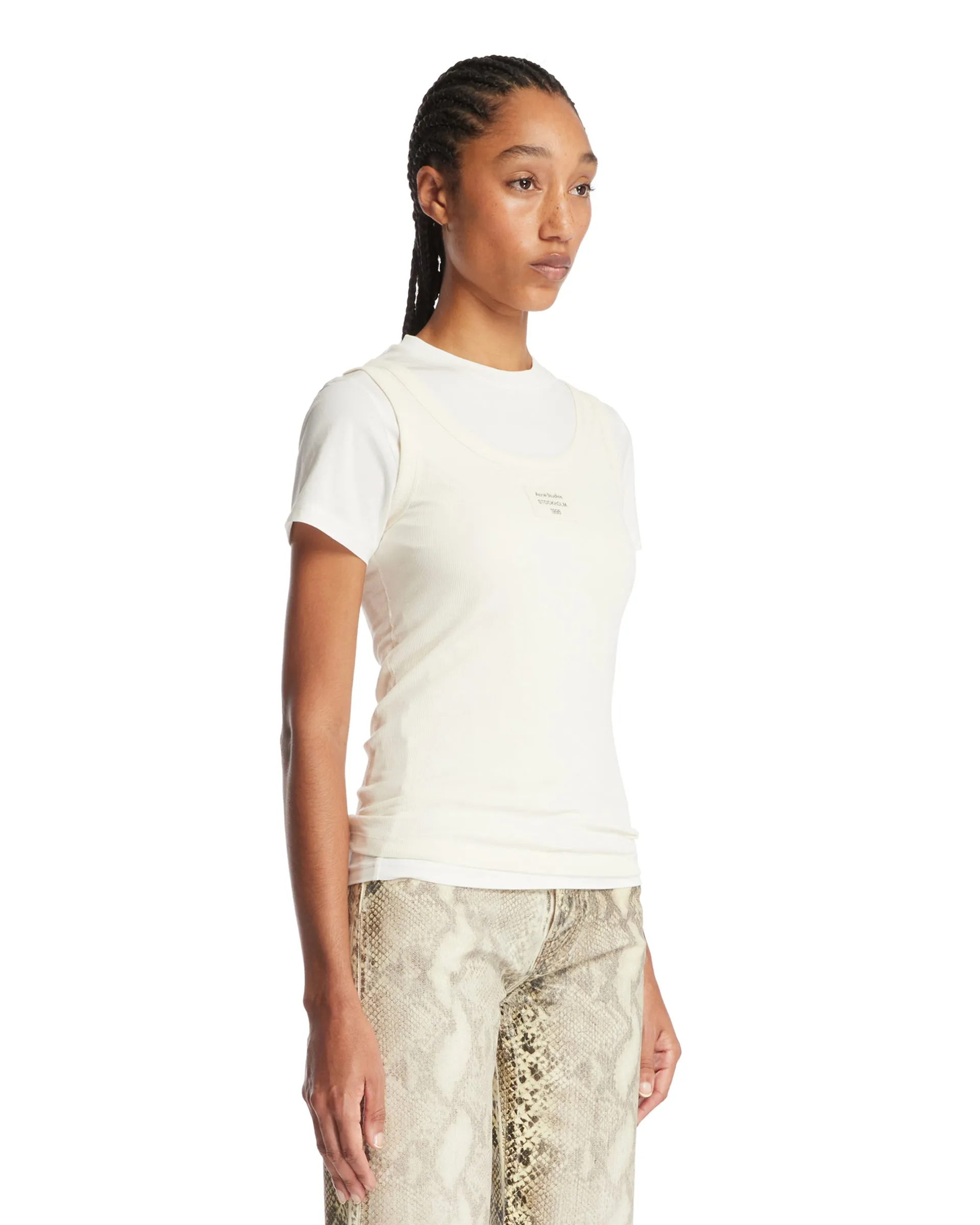 Layered Top In Con Logo Bianco