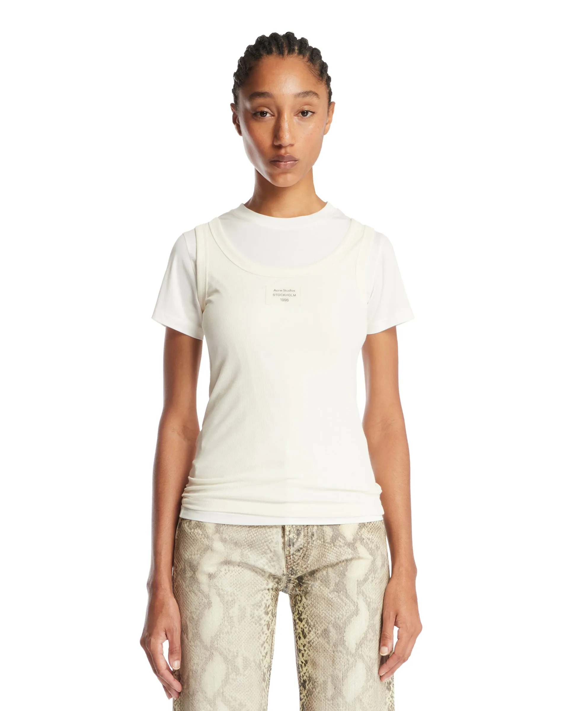 Layered Top In Con Logo Bianco