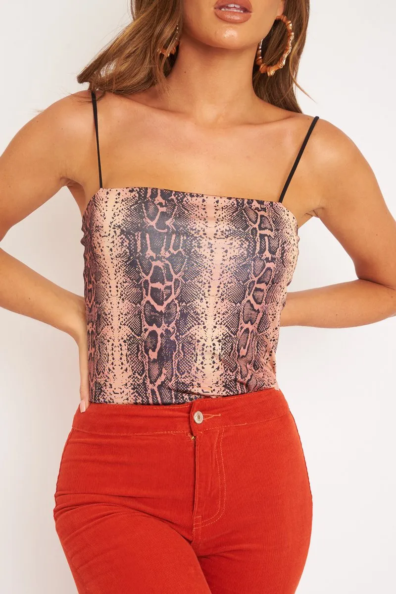Leopard Print Square Neck Slinky Bodysuit - Sadie