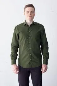 Lichfield Cotton Shirt in Forest Green
