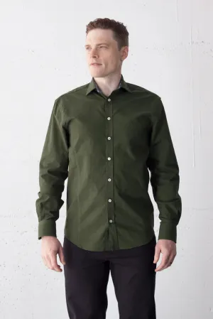 Lichfield Cotton Shirt in Forest Green