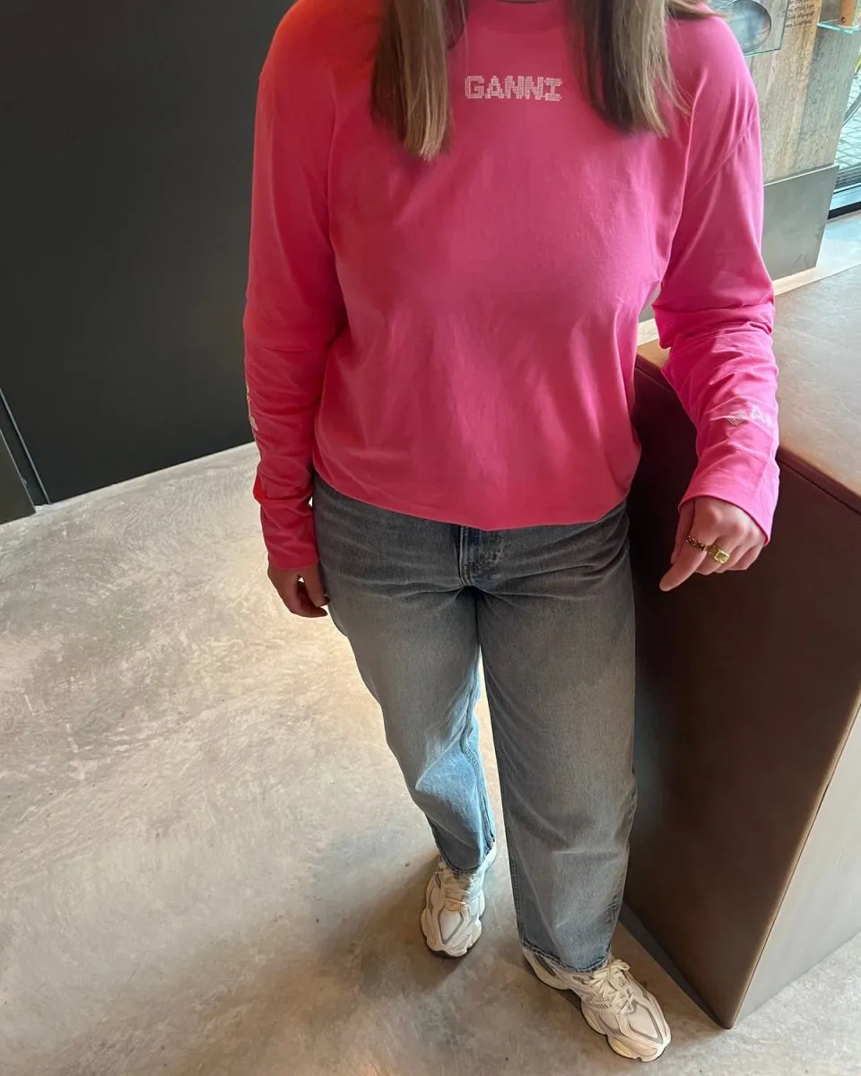 Light Jersey Layered Long Sleeve T-shirt - Shocking Pink